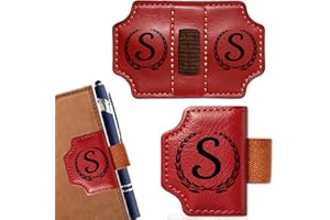 Custom Bygone Mark Bookmark with Pen Holder, 26 Letters Name Initial Personalized Magnetic Leather Book Mark, Personalized Gi