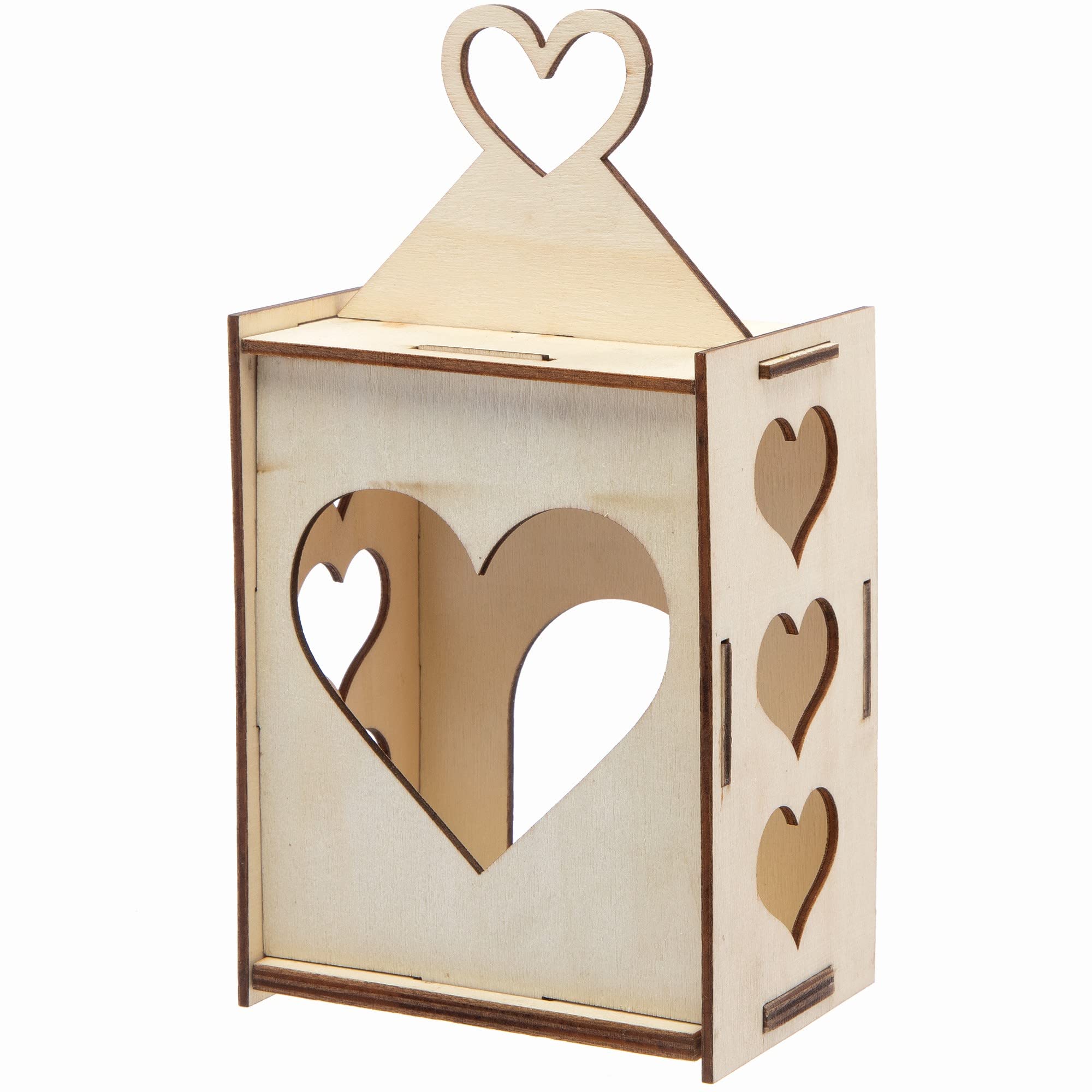 Baker Ross Wooden Heart Lantern Craft Set - 3 Pack, Wooden Lantern for Kids Valentine's Day Crafting and Painting (FC428)