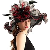 ORIDOOR Women Hats Headband Hairpin Organza Fascinator Church Hat Floral Tea Party Wedding Hat