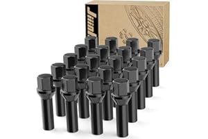 JiiinMiiin M14x1.5 Black Wheel Lug Bolts, WheelBolt Thread for Wheel Spacers, 17mm Hex, 40mm Thread Length, Conical Seat, 20 Pack