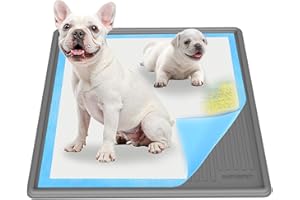 AUFORPET Pee Pad Holder, Puppy Pad Holder, 24" x 24" Heavy Silicone Pee Tray Mat for Dogs, Reusable, High Edge, Leak-Proof Toilet Training Pad Mat for Potty, Doggy Baby, Cat, Rabbit Pets