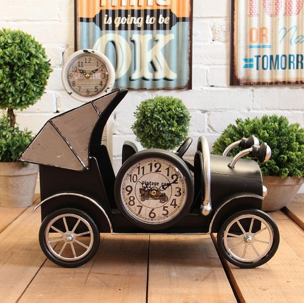 LD-Antique Classic Car Designs Watches And Clocks Retro Clocks Home Living Room Iron Decorative , b
