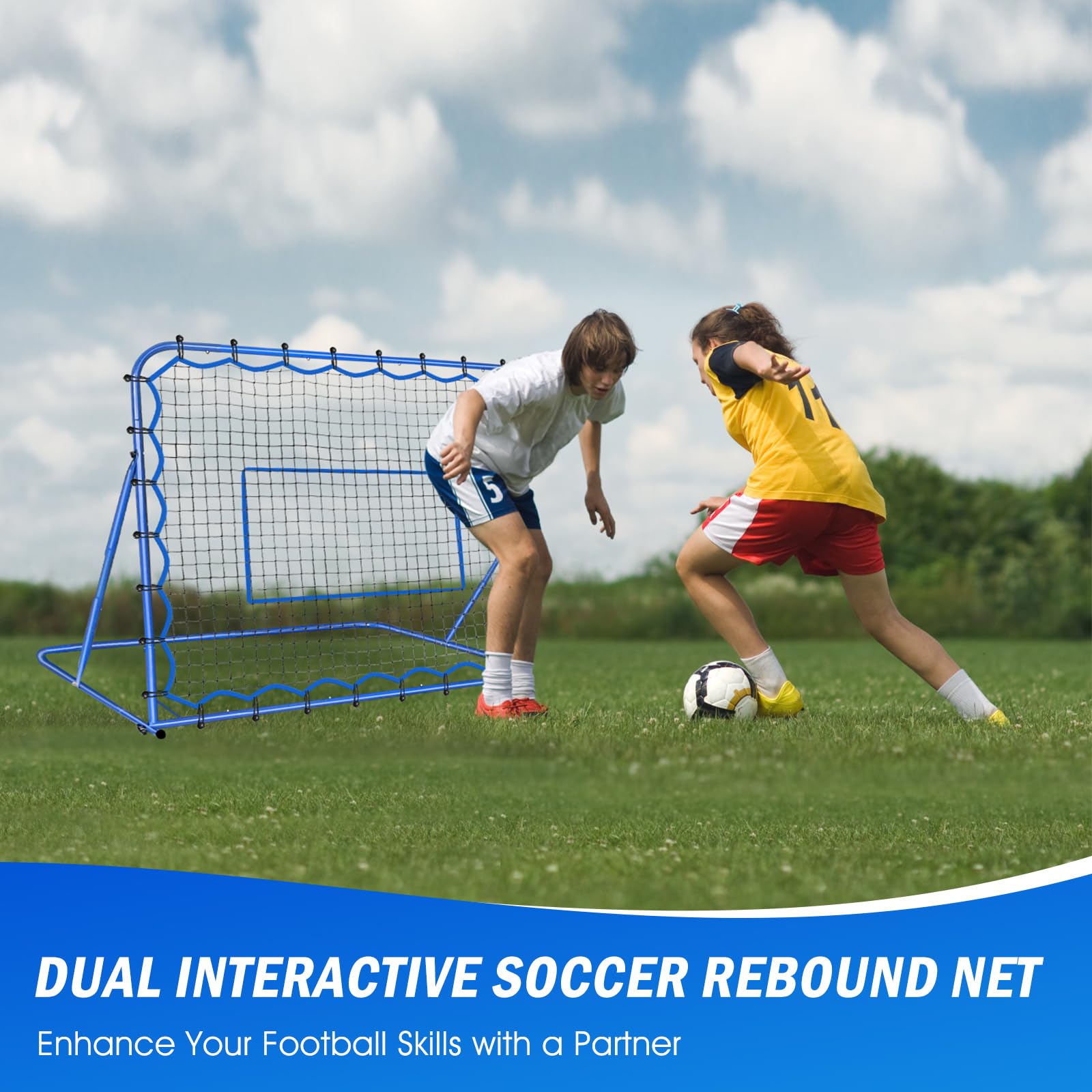 4.8x3.7FT Soccer Rebounder Net, Quick-Switch Angle Soccer Training for Control, Passing Practice, Easy Setup Rebounder Gifts & Equipment for Kids,Teens & Adults