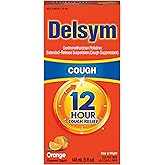 Delsym 12 Hour Cough Medicine for Adults, Powerful Relief for 12 Hours, Cough Suppressant Liquid with Extended-Release Dextromethorphan, Orange Flavor Liquid Cough Syrup, 5 Fl Oz (Pack of 1)