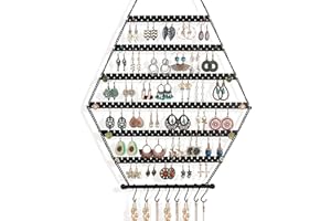 handrong Hanging Earring Organizer,Earring Organizer Wall,Earring Holder Organizers,Jewelry Organizers Wall Mounted Jewelry Organizer Hexagon
