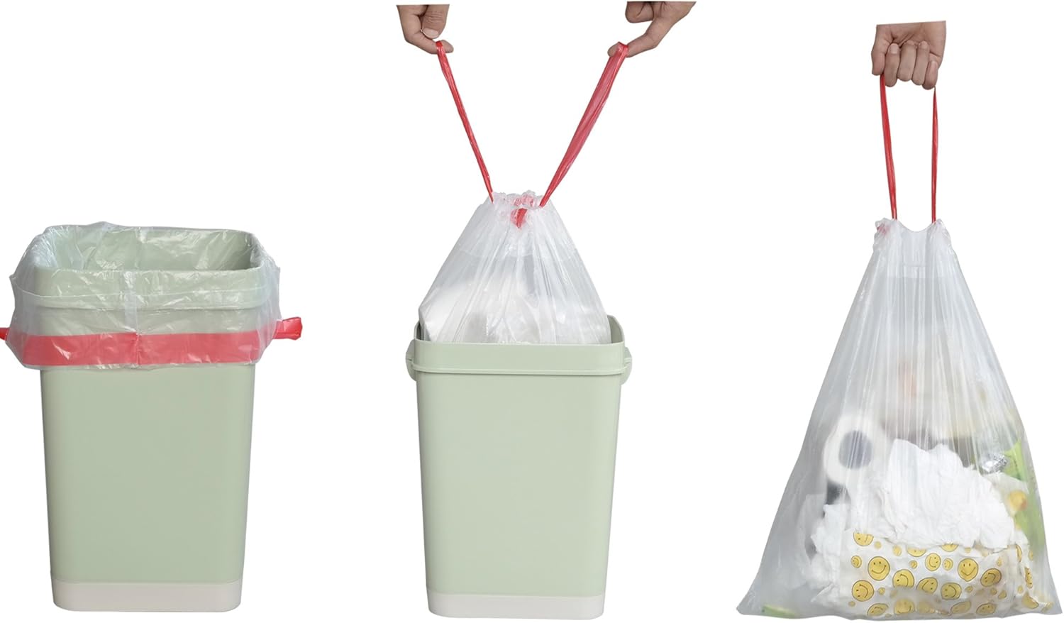 Pekky 6 Gallon Clear Trash Bags Drawstring Heavy Duty 120 Counts