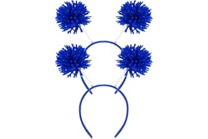 2 Pcs Pom Pom Headband Fluffy Ball Hair Loop Blue Feathers Headwear for Costume Cosplay Party School Festivals