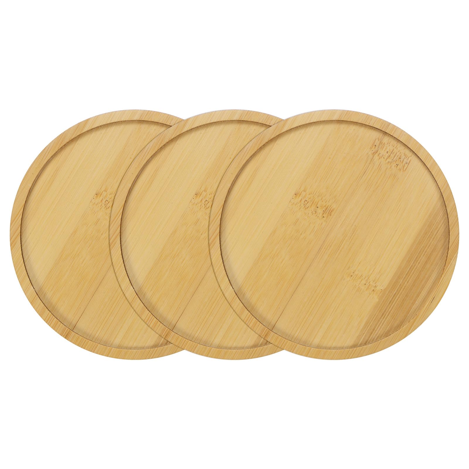 M METERXITY 3-Pack Bamboo Plant Saucer, 4.7 Inch ID Plant Saucer Round Bamboo Tray Plant Plates for Flower Pots/Succulent Pots, Planter Pot Tray [Natural Color]
