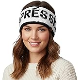 Funky Junque Après Ski Ear Warmer Headband – Cozy Winter Knit Headwrap for Women, Running Skiing Cold-Weather Head Wrap - Ivory (Black Lettering)