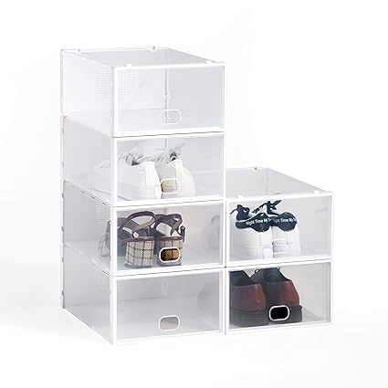 Hododou Stackable Shoe Box Upgraded Version 6pcs Shoe Box Clear