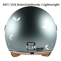 Pretoee Open Face Motorcycle Helmet, 3/4 Retro