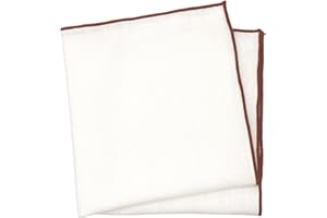 BELLUNO Ivory Color Pocket Square with Colored Trim Embroidered