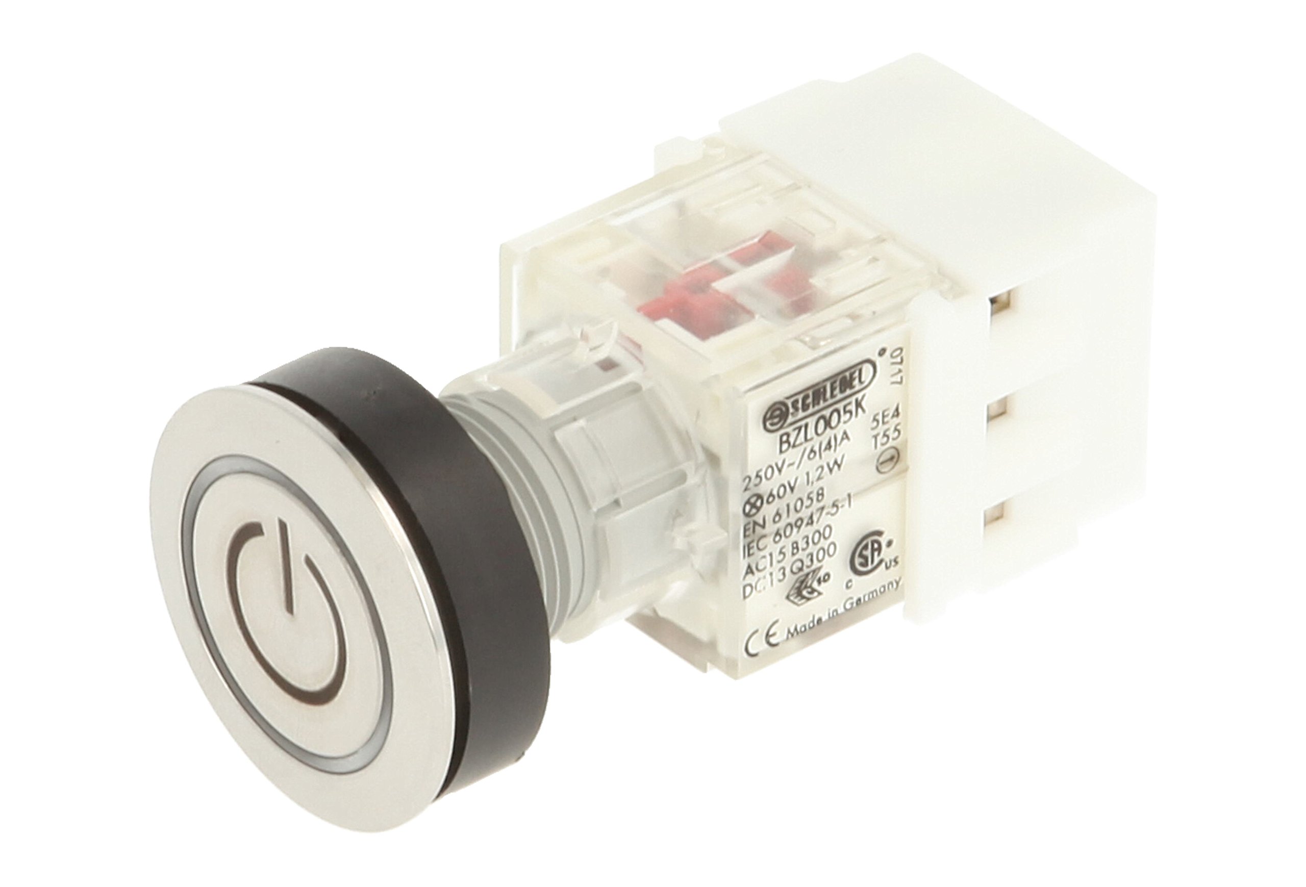 Club 23.000.944 Push Button Stainless Steel, Ring Lighting – Symbol On/Off Light Up Push Button Contact Encoder 2 and Opening Screw On Connector LED 24 V WHITE (Pack of 2)