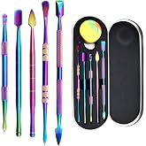 YETOOME 6 Pcs Wax Carving Tool Set with 5 ml Silicone Container and Portable Metal Case, Double-Ended Carving Tool Stainless Steel Wax Sculpting Tools for Wood, Wax, Clay, Pottery, Rainbow Color