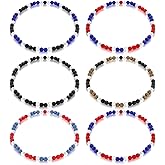 Kigeli 6 Pcs Baseball Beaded Necklace for Men Women 18 in Glitter Rhinestone Clay Beaded Necklace Bling Collection Gifts for Baseball Team Lovers