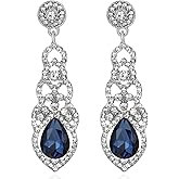 TRWWELL Vintage Rhinestone Wedding Bridal Teardrop Dangle Earrings Fancy Crystal Chandelier Drop Earrings for Women Brides