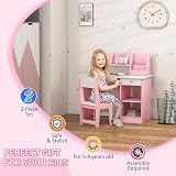 ZONEKIZ Kids Desk and Chair Set Pink with Storage 5-8 Years view 5