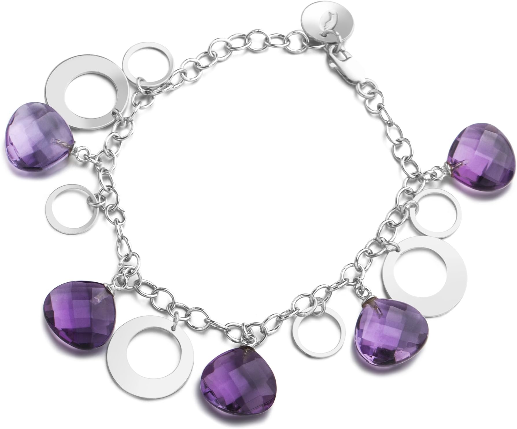 MIU Jewellery Created Amethyst Silver Earrings, Bracelet 19cm and Necklace 43cm