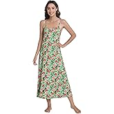 DREAMHALO Sleeveless Nightgowns for Women Viscose from Bamboo Cooling Cami Nightgown Sexy Full Slip Pajamas Dress S-XXL