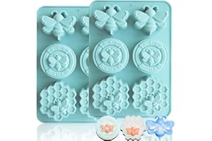 BZIDII 2Pcs Bee Silicone Molds Honeybee Silicone Mold for Making Homemade Soap, Lotion Bar, Jello, Bath Bomb, Beeswax, Candle