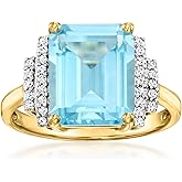 Ross-Simons 5.00 Carat Sky Blue Topaz Ring With .13 ct. t.w. Diamonds in 14kt Yellow Gold
