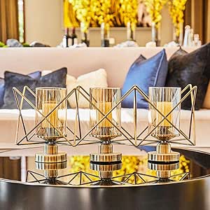 CXWOO Candelabro de Vidrio de Hierro Forjado de Metal Europeo