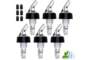 Automatic Measured Bottle Pourer-1 oz (about 30 mL) Set of 6,Pour Spouts for Liquor Bottles with Dust Caps,Measure Pourer Dri