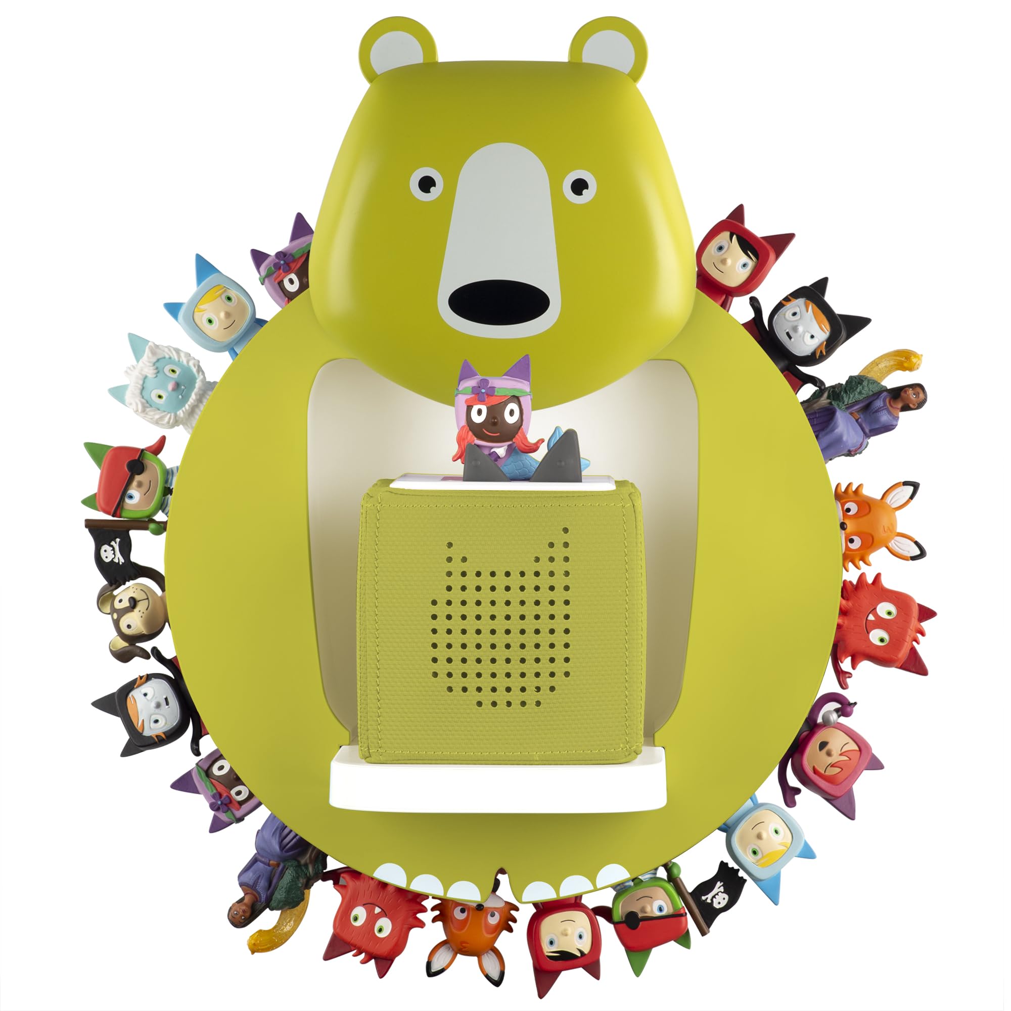 Xozoyo Tonies Shelf Wall Floating tonie Shelves for Toniebox, 30-48 Figures Storage Bear-Shaped tonies storage for Children's Rooms and Nurseries (Green)