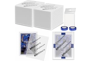 MLIKERO 120 Pack Trading Card Shipping Protectors, 3.5'' x 4.5'' Plastic Card Protector with Tape Rolls for Mailing Sports Cards