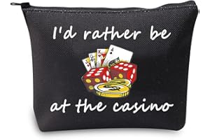 JXGZSO Gambler Gift I'd Rather Be At The Casino Makeup Bag Lucky Dice Pouch Bag Casino Lover Gift (Casino black)