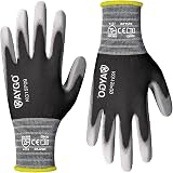 KAYGO Thin Work Gloves PU Coated 12 Pairs KG15P Nylon Liner Black Large view 1