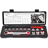 BILITOOLS 15-Piece Universal Ratcheting Serpentine Belt Tool Set | Universal Set with Crowfoot Wrenches &amp; Socket Adapters, 19mm &amp; 7/8" Ratchet Drive, Durable Steel