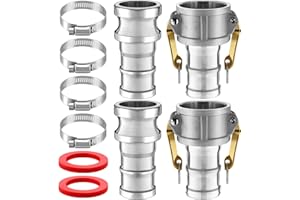 Innconee 2 Set Camlock Fittings Type C&E 2 Inch Aluminum Cam and Groove Hose Fitting Kit include 2" Female Coupling Cam lock, 2" Male Adapter Camlock, Gasket, Hose Clamps for Industrial