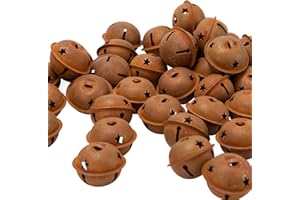 LUTER 44Pcs 40mm/1.57inch Rusty Jingle Bells Vintage Metal Bells with Star-Shape Cutouts for Christmas Holiday Home DIY Crafts Decoration