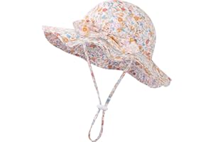 MOOKIRAER Baby Girl Sun Hat Toddler Beach Hats with UPF 50+ Protective Infant Summer Hat with Wide Brim Baby Girls Bucket Hat