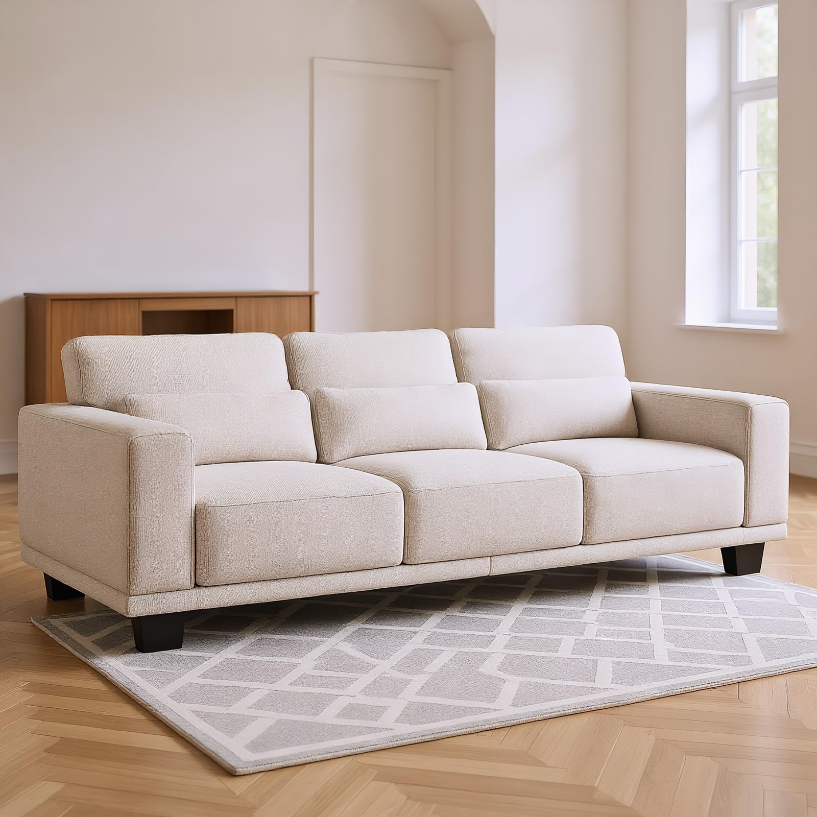 Photo 1 of **SELLING FOR PARTS AS PARTIAL SET. ONE BOX OF TWO**Marsail 89" Sofa Couch, 3-Seater Couches with Wide Armrests & Deep Cushions, Modern Linen Fabric Sofas for Living Room, Comfy Upholstered Couch with Removable Washable Covers, Beige