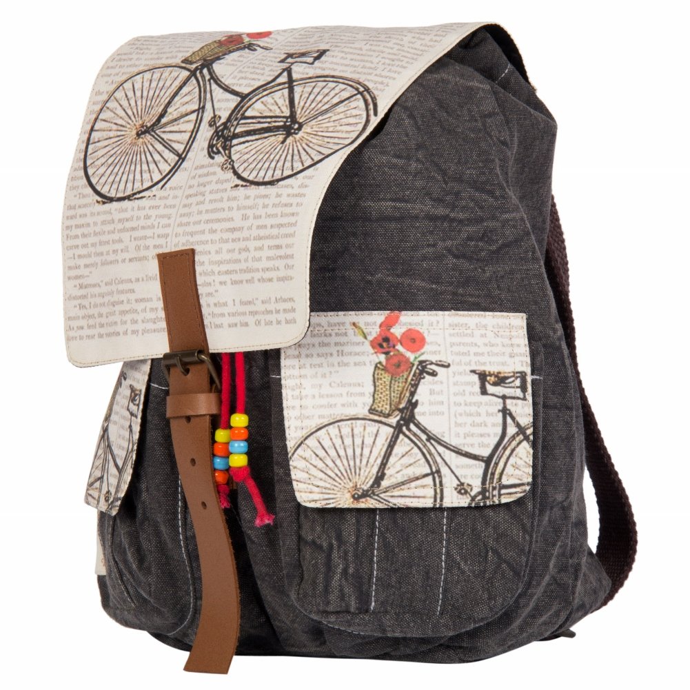 the house of tara women's backpack handbag (htbp 047,grey-beige)