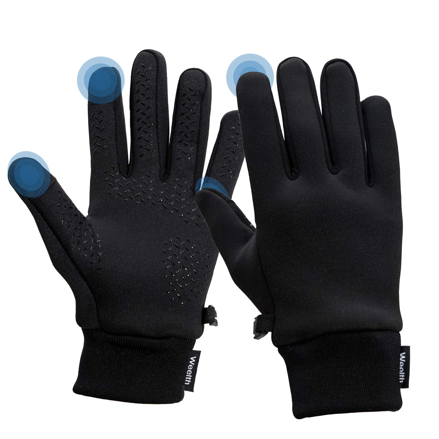 Weelth Outdoor Sports Touchscreen Gloves, Anti-slip Wear-resistan Elastic Gloves Working Outdoor Running Biking Driving for Men and Women (Black, L)