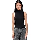 perfectwhitetee Women's Luxe Rib Sleeveless Mock Neck Tank