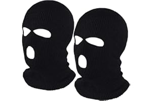 Fvviia 2 Pieces 3 Hole Knitted Face Cover Double Thermal Windproof Winter Ski Mask for Outdoor Sports