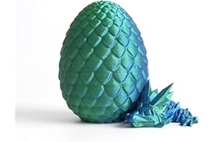 Flavery Dragon Egg - Small Surprise Egg with 8” Pearly Sheen Dragon Inside, 3D Printed Gift, Articulated Dragon Toy for Birthday, Home Decor (8” Green+Blue Dragon)