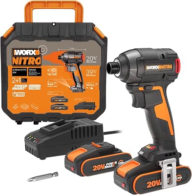 WX265 Atornillador de Impacto Nitro 20V Brushless 200Nm, 3 Velocidades, 2 Modos, 2 Baterías 2Ah, para Metal, Madera y Automoción