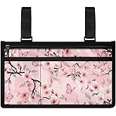 LedBack Wheelchair Side Storage Bag Pink Butterfly Armrest Pouch Cherry Wheelchair Accessories Organizer Bags for Walkers Rollator