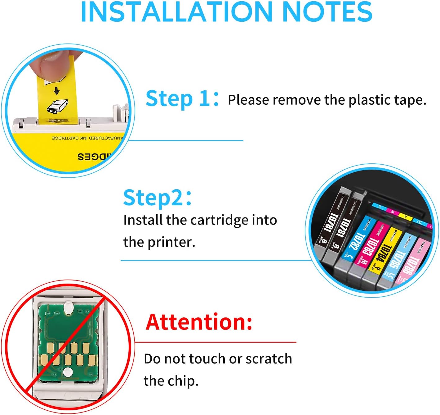 WOKOK Remanufactured Ink Cartridge Replacement for Epson 78 Ink Cartridges, T078 for Epson Artisan 50 Stylus Photo R260 R280 R380 RX580 RX595 RX680 (2BK, 1C, 1M, 1Y, 1LC, 1LM): Office Products