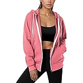 GIVON Women's Lightweight Fleece Zip Up Hoodie Regular Fit Solid Color with White Drawstring & Zipper