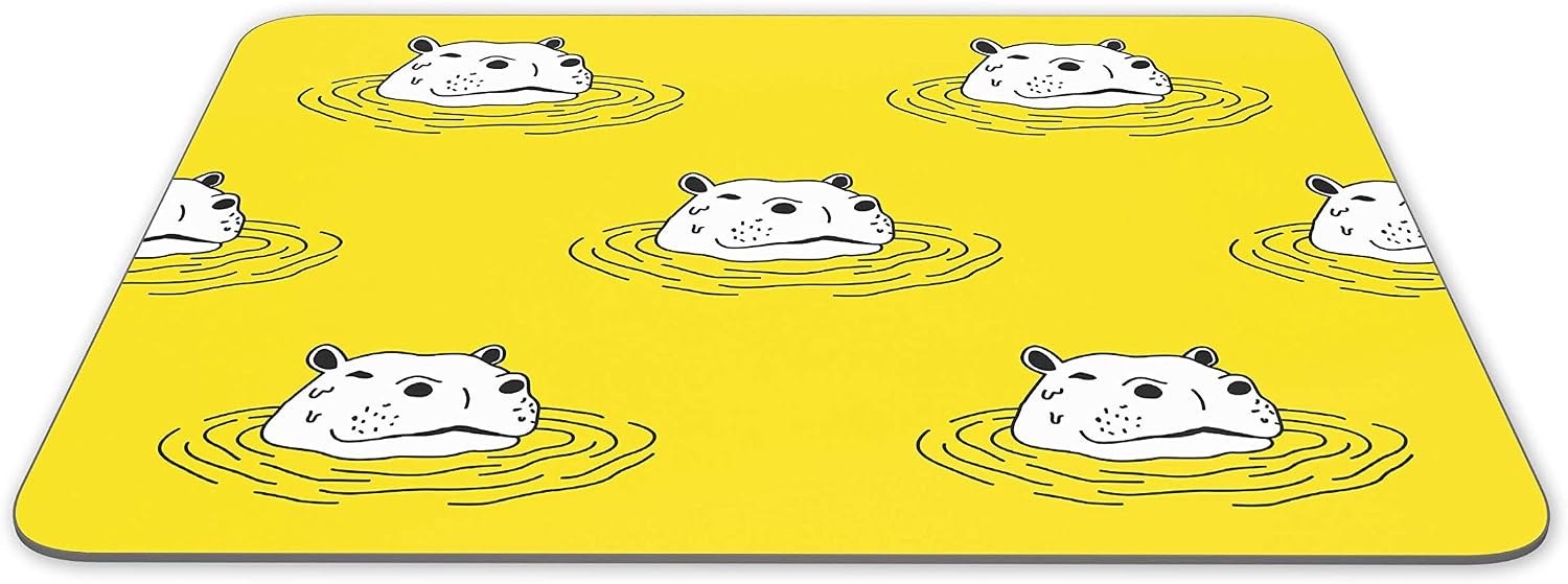 Destination Vinyl Ltd Funny Yellow Hippo Mouse Mat Pad - Hippopotamus African Fun Computer #14226, Multicolor - Image 3