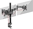 Duronic DM352 /BK PC Dual Monitor Arm Stand Desk Mount Bracket Clamp Double/Twin |LCD |LED | Tilt and Swivel (Tilt &plusmn;15&deg;|Swivel 180&deg;|Rotate 360&deg;)