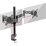 Duronic DM352 /BK PC Dual Monitor Arm Stand Desk Mount Bracket Clamp Double/Twin |LCD |LED | Tilt and Swivel (Tilt &plusmn;15&deg;|Swivel 180&deg;|Rotate 360&deg;)