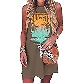 Summer Sundress for Women Graphic Mini Tank Dress Sleeveless Beach Dresses Short Casual Sun Dresses