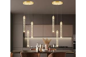 DOLRIA Pendant Lights Kitchen Island Mini Chandelier Gold Pendant Light Crystal Light fixtures Adjustable Hanging Ceiling Hanging Lights Bubble Mini Crystal Ceiling Light for Dining Room Bedroom 2700K 6000K